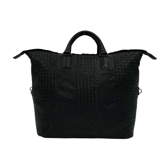 BOTTEGA VENETA Black Leather Intrecciato Boston Bag
